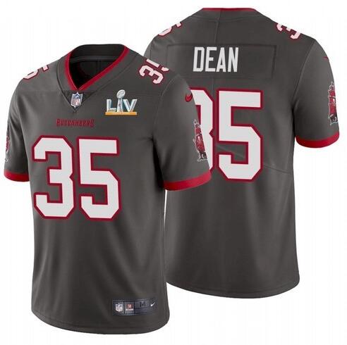 Super Bowl LV 2021 Men Nike Tampa Bay Buccaneers 35 Jamel Dean Gray Vapor Untouchable Limited Jersey